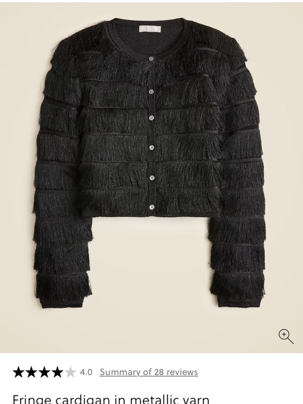J. Crew Black Metallic Fringe Cardigan